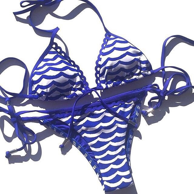 Swimwear Bayana Tidal Wave Slide Triangle Bikini Top With Brazilian