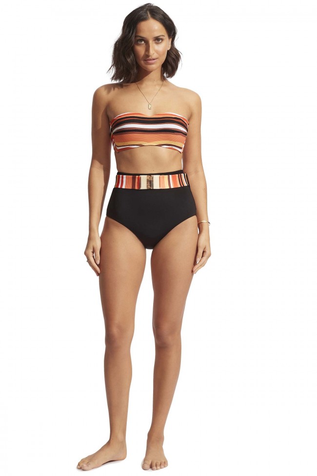 Swimwear Bayana Sun Stripe Bandeau Bikini Top Black