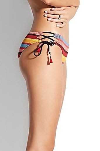 Swimwear Bayana Baja Stripe Bralette Brazilian Tie Side Bikini Set