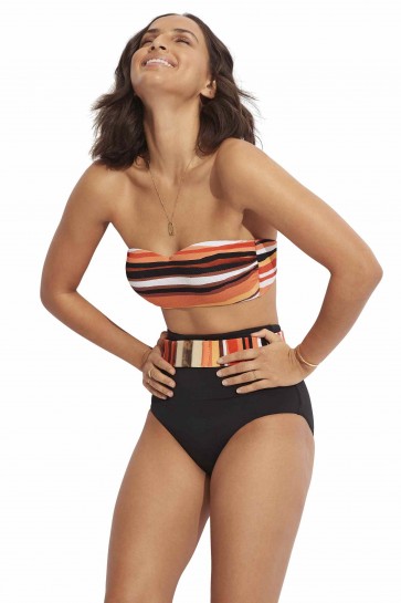 Sun Stripe Bandeau High Waisted Bikini Set 