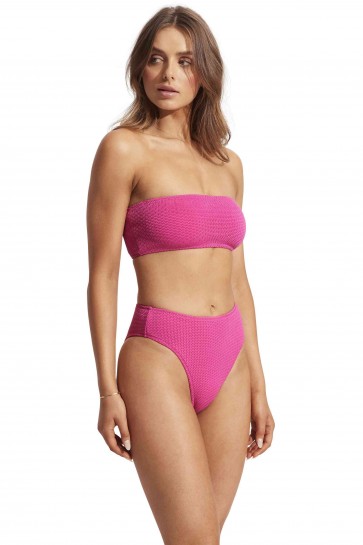 Seadive Bandeau Tube Hi Rise Set Fuchsia Rose