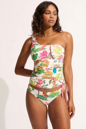 Tropica One Shoulder Tankini Top Bikini Set 