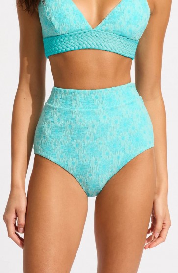 Marloe High Waisted Bikini Bottom - Atoll Blue 