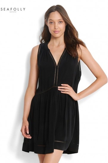 Beach Basics Ladder Detail Dress Black