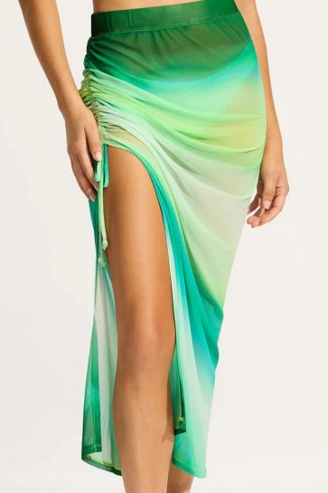 Spectrum Mesh Midi Skirt Jade