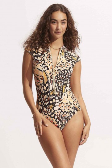 Take Flight Zip Front Maillot Seafolly Mandarin