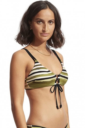 Sun Stripe Reversible Bralette - Avocado