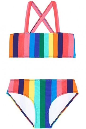 Multi Rainbow Crush Stripe Tube Bikni Set 