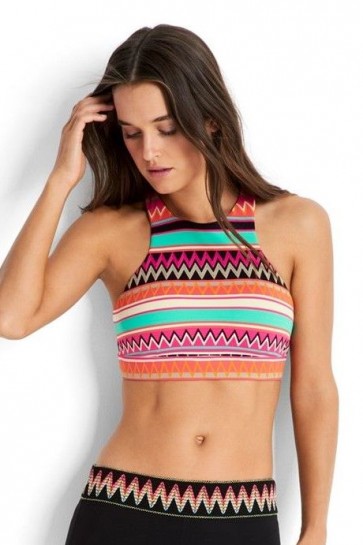 Seafolly Island Vibe High Neck Tank Top - Multi