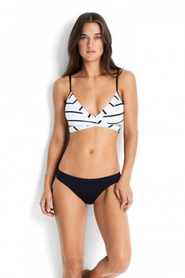 Castaway Stripe Wrap Front Bralette Bikini Set