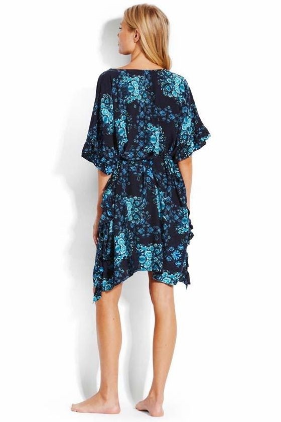 Swimwear bayana Sunflower Ruffle Kaftan Indigo Seafolly