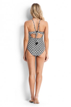 Modern Geometry DD High Neck Maillot One Piece Seafolly