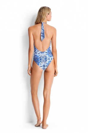 Mandala Lace Up Maillot One Piece Seafolly
