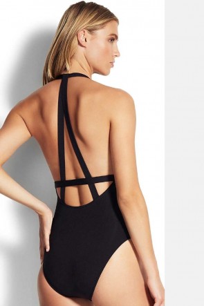 Active Deep V One Piece by Seafolly Black
