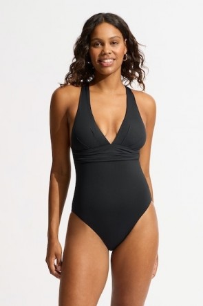 Seafolly Deep V Cross Back One Piece