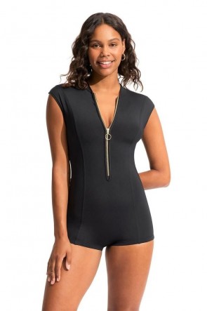 Seafolly Collective Boyleg Zip Front Surfsuit One Piece 