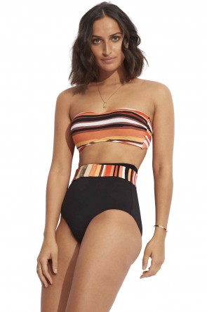 Sun Stripe High Waisted Pant With Belt