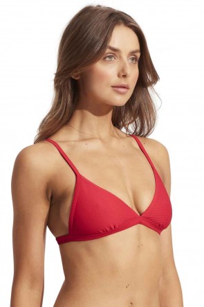 Essentials Fixed Tri Bra Bikini Top Red