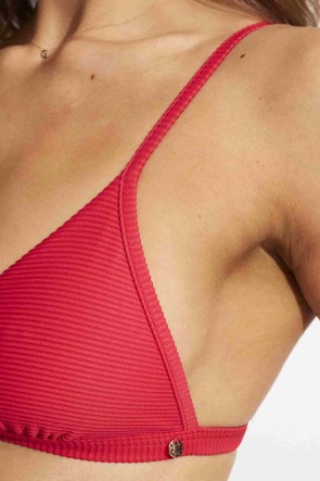 Essentials Fixed Tri Bra Bikini Top Red