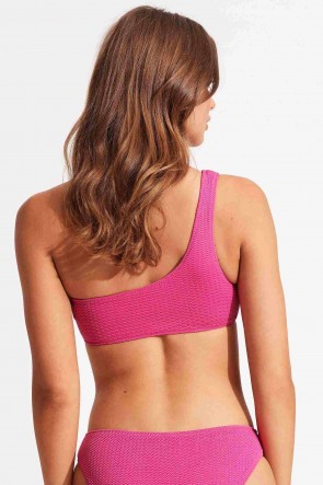 Sea Dive Shoulder Bandeau Hi Rise Set Fuchsia Rose