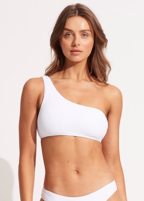Sea Dive Shoulder Bandeau Bikini Top White