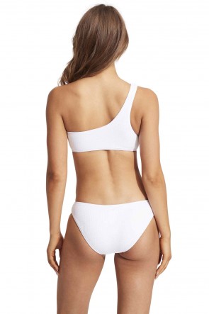 Sea Dive Shoulder Bandeau Hipster Bikini Set White