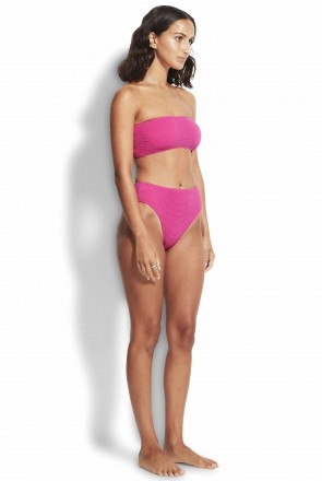 Seadive Bandeau Tube Hi Rise Set Fuchsia Rose