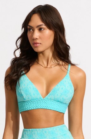 Marloe Banded Bralette Bikini Top - Atoll Blue 