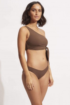 Seafolly One Shoulder Hipster Bikini Set Tiramisu 