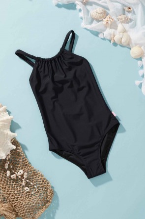 Girls Essential Crossback One Piece - Black by Seafolly Kids 