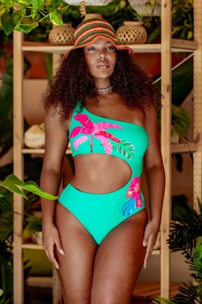 Tropica One Shoulder Cut Out One Piece 