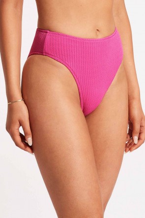Sea Dive Hi Rise Bikini Pant Fuchsia Rose