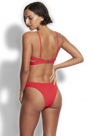 Seafolly V Band High Cut  Bikini Bottoms  Chilli 