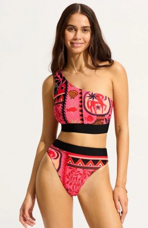 Atlantis One Shoulder Bandeau Hi Rise Bikini Set Seafolly