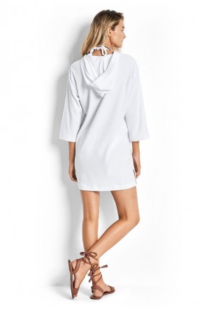 White Lace Up Towelling Cover Up Seafolly