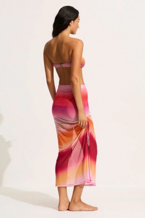 Spectrum Mesh Midi Skirt - Hot Pink