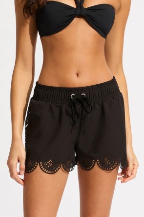 Lulu Scalloped Boardshort - Black   