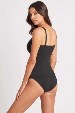 Essentials Black Twist Front Multifit Singlet Tankini 