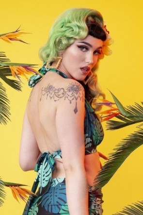 Palm Ruched Triagle Bikini Top