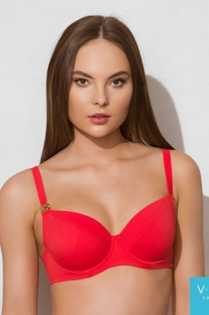 Charm Bikini Set Bra For The Bg Sizes D-F Cup Red