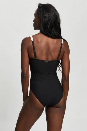 Valentina Black Wrap Front Cross Multifit One Piece