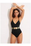 Sun Stripe One Piece With Belt - Black