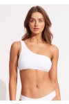 Sea Dive Shoulder Bandeau Bikini Top White