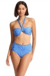 Seychelles Sash Tie Front Bandeau High Waisted Bikini Set 