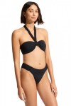 Sash Tie Front Bandeau High Leg Ruched Side Bikini 