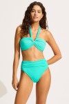 Seafolly Collective Halter Bandeau High Waist Bikini Aquatic Blue 