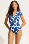 Sunray Zip Front One Piece - Ultramarine 