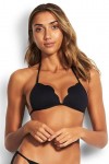 Petal Edge Fixed Tri Bikini Top Black 
