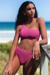 Sea Dive Shoulder Bandeau Hi Rise Set Fuchsia Rose